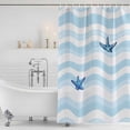 thumbnail image 4 of Blue White Striped Waterproof Fabric Shower Curtain, Starfish Coastal Waves Waterproof Fabric Shower Curtain for Bathroom Curtains Bathtubs Hotel Washable Shower Curtains with 12 Hooks Stall 48x72in, 4 of 8