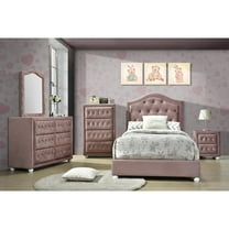 Acme Furniture Reggie Twin Bed in Pink Fabric