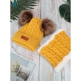 thumbnail image 4 of Deago Infant Toddler Winter Hat Scarf Set for Baby Girl Knitted Warm Fleece Lined Skiing Cap Lovely Pompom Kids Beanie 6-36 Months (Yellow), 4 of 8