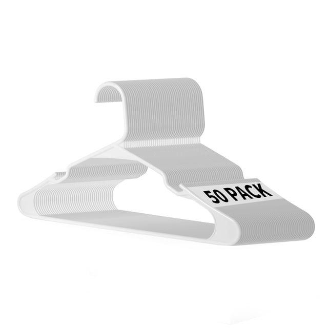 Perchas de plástico Simple Deluxe, 50 unidades, para ropa, color blanco