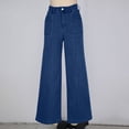 thumbnail image 6 of Frostluinai Baggy Jeans for Woman Elastic Waist Straight Wide Leg Denim Pants Retro Washed Vaqueros Casaul Comfy Summer Trousers with Pocket, 6 of 9