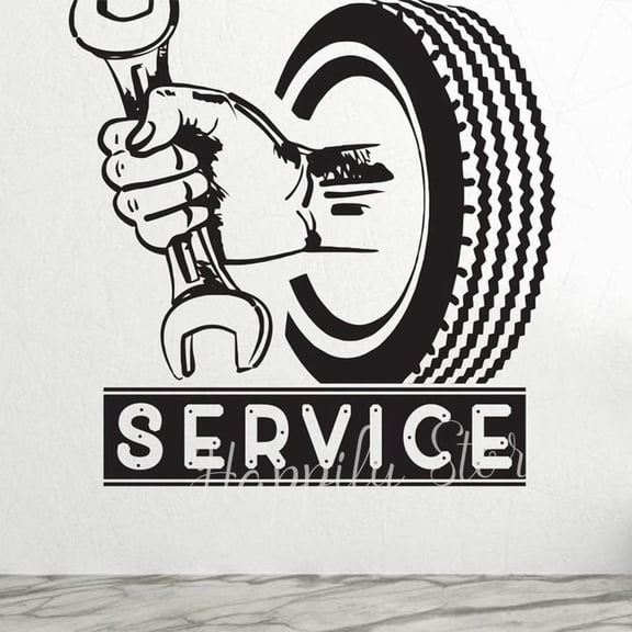 Auto Mechanic Wall Decals Repair Service Car Station Decor Garage Decoration PVC Wall Window Stickers Wheels Removable 42x42cm