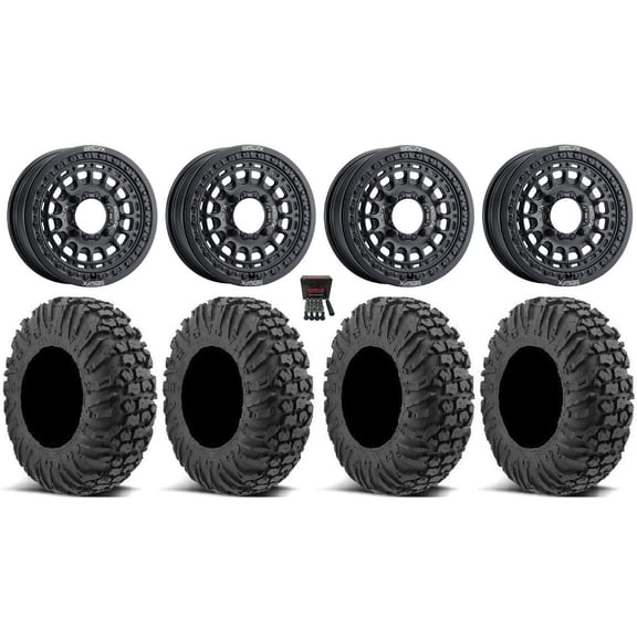 MetalFX Hitman Beadlock 15" Wheels Bk 32" MotoVator Tires Sportsman RZR Ranger