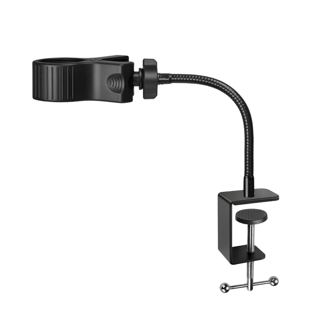 Rotating Clip Mount Microphone Stand with Lock Knob for Secure Attachment on Desks Chairs Stands up to 50mm Thickness