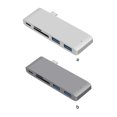 thumbnail image 2 of Tipo-c Splitter USB 3.0 Convertidor de adaptador USB-C de alta velocidad de transmisión con lector de tarjetas SD TF, plateado Irene Inevent EL000285-01B, 2 of 6