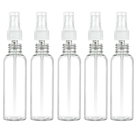 5 Clear Plastic 2 OZ PET Empty Spray Bottles Refill Mist Pump Travel TSA