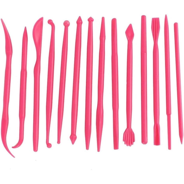 14 piezas herramientas para arcilla plástica Kit de herramientas de cerámica para moldear y esculpir modelado de pasteles de polímero tallado(Rosa roja)