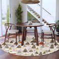 thumbnail image 3 of Round Rugs 8Ft, Brown Christmas Round Area Rug Washable Indoor Throw Carpet, Watercolor Tree Xmas Snowflake Large Non Slip Circle Rug for Kids Room RV Home Decor Aesthetic, 3 of 8