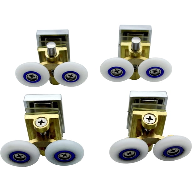 Paquete De 4 Ruedas Para Puerta De Ducha - Ruedas De Ducha - Poleas De Riel Deslizante - Brazo De Soporte De Latón Con Ruedas De 25 Mm De Diámetro Para Mampara De Ducha, Cuarto De Ducha