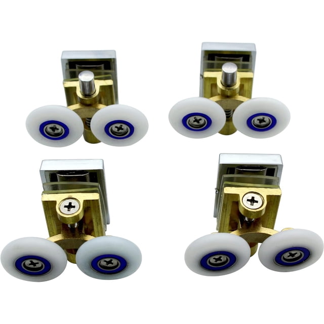 Paquete De 4 Ruedas Para Puerta De Ducha - Ruedas De Ducha - Poleas De Riel Deslizante - Brazo De Soporte De Latón Con Ruedas De 25 Mm De Diámetro Para Mampara De Ducha, Cuarto De Ducha
