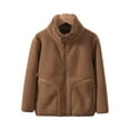 thumbnail image 2 of Drmagiyhm Coffee Fleece Jacket Girls Fall Winter Sherpa Jackets Warm Sweatshirt Coat Fuzzy Fleece Thick Sweatshirt Lightweight Winter Coat 7-8 Years, 2 of 4