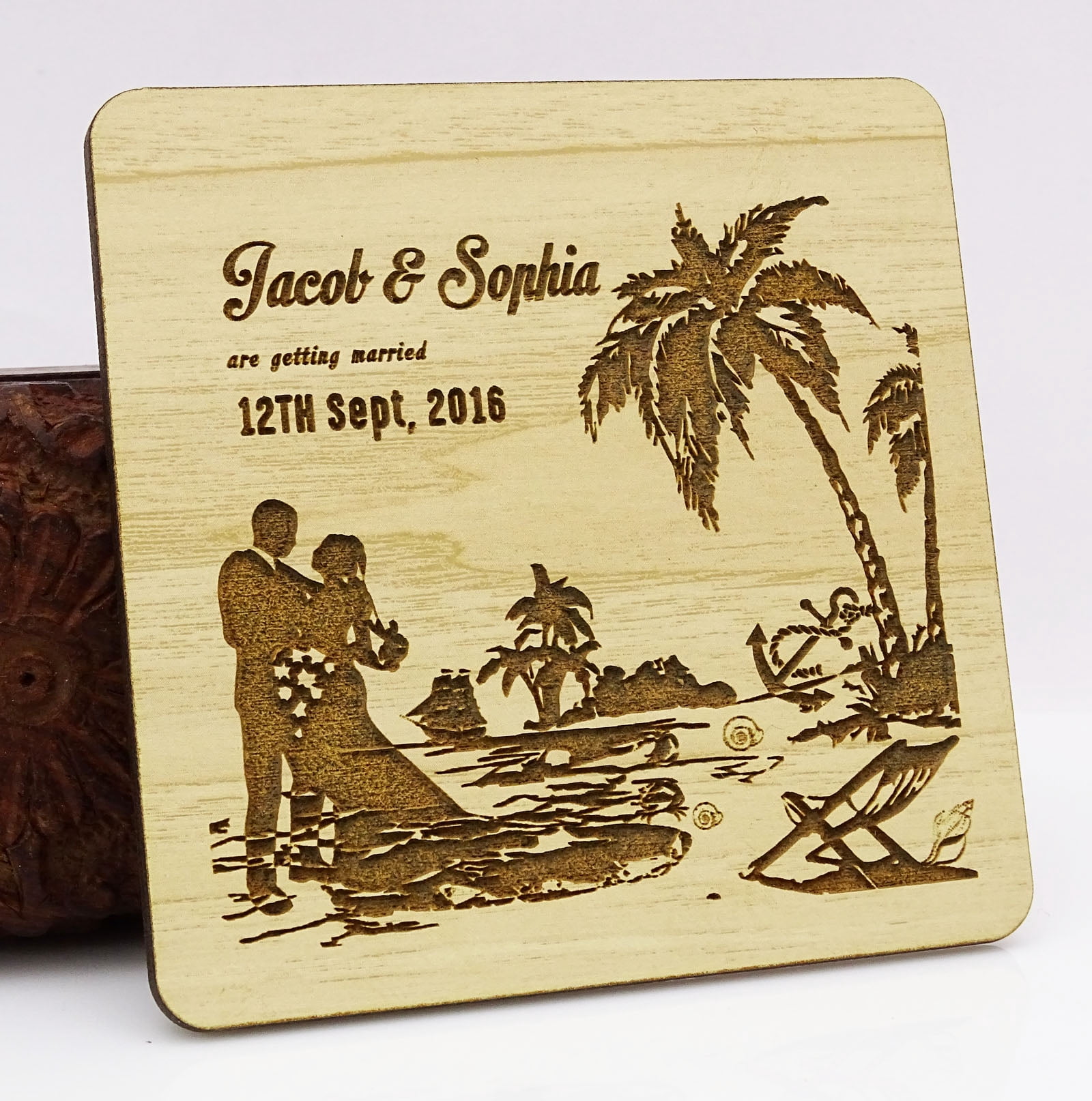 20 Custom Engraved Wooden Magnet Rustic Wedding Save the Date Wooden ...