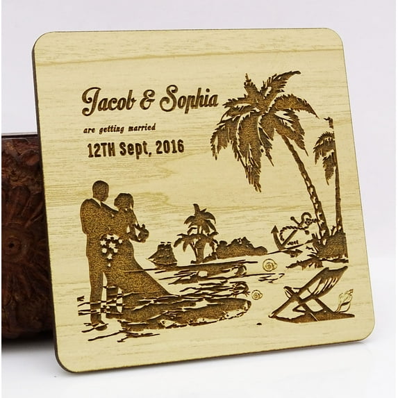 20 Custom Engraved Wooden Magnet Rustic Wedding Save the Date Wooden Magnet Personalized Gift