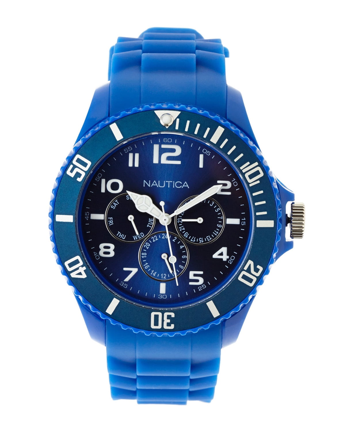 Nautica Men's N00543 Sporty Blue Resin Quartz Watch Day Date 24 Hour ...