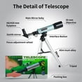 thumbnail image 6 of BSHAPPLUS® Telescope,50/360mm Refractor Telescope,18X-90X Magnification Telescopes with Tripod,Portable Astronomy Telescope for Kids,Adults,Beginners, 6 of 8