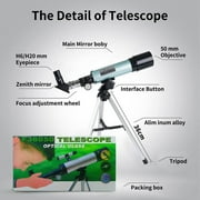 BSHAPPLUS® Telescope,50/360mm Refractor Telescope,18X-90X Magnification Telescopes with Tripod,Portable Astronomy Telescope for Kids,Adults,Beginners