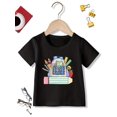 thumbnail image 1 of Boys' Red Short Sleeve T-Shirt with Colorful Schoolbag and Pencil Print - Casual Cotton Blend, Machine Washable, Summer Top, Everyday Youngsters's Clothing| Cartoon Print Tee | Stretchable Material, 1 of 6