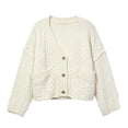 thumbnail image 6 of Lixiuxyad ‌Women's Oversized Cable Knit Cardigan Sweater V-Neck Button-Up‌ Sweater with Pockets,Beige, 6 of 6