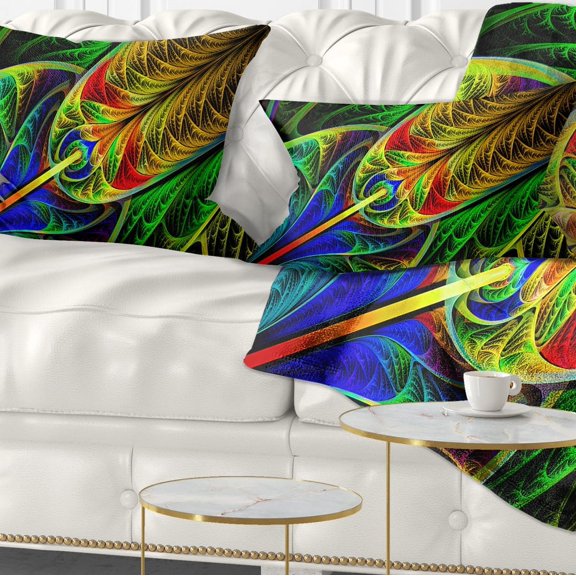 Designart Stained Glass with Glowing Designs - Abstract Throw Pillow - 12x20