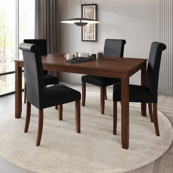 Castle Place Simple Sophisticated Velvet Upholstered Dining Chairs, Black, Set of 2