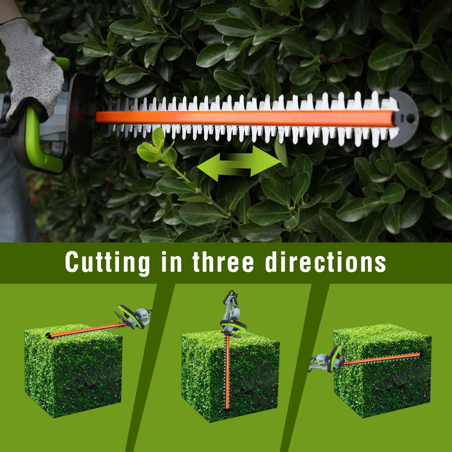 WORKPRO 20V Cordless Hedge Trimmer, 20 Dual Action Blades Electric Hedge Trimmer With Battery And Charger W