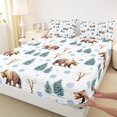 thumbnail image 4 of Castle Fairy Watercolor Winter Bear King Sheets 4pcs,Cartoon Jungle Animal Bedding,Green Off White,1 Fitted Sheet, 1 Flat Sheet and 2 Pillowcases, 4 of 6