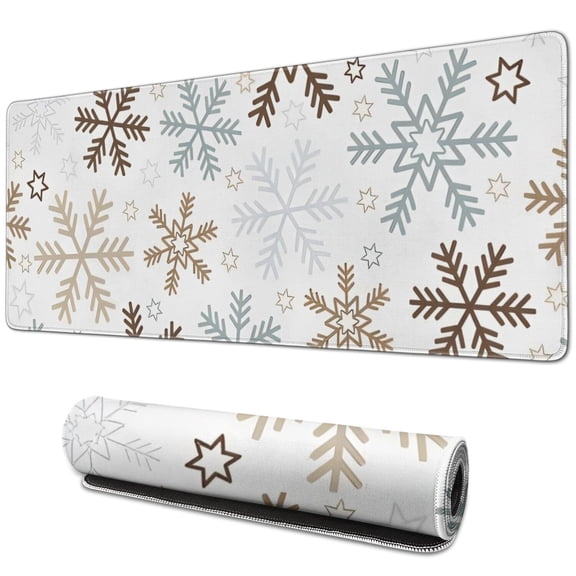 Long Mouse Pads for Desk,Light Christmas Snowflake Pattern Desk Mats on Top Of Desks, Desk Mouse Pad Extra Large with 3mm Non-Slip Base and Stitched Edge for Gaming,Office,Work,Home 31.5x11.8in