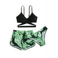thumbnail image 6 of WIBACKER Tween Girl's 3 Piece Swimsuits V-Neck Criss Cross Bikini Bathing Suit with Beach Shorts, 6 of 7