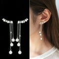 thumbnail image 2 of Besufy Earrings Environmental Friendly Elegant Long Style Women Tassel Faux Pearls Earrings for Wedding, 2 of 6