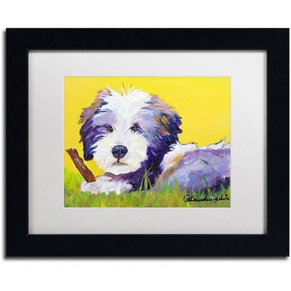 Trademark Fine Art "Chew Stick" Canvas Art by Pat Saunders-White, White Mat, Black Frame