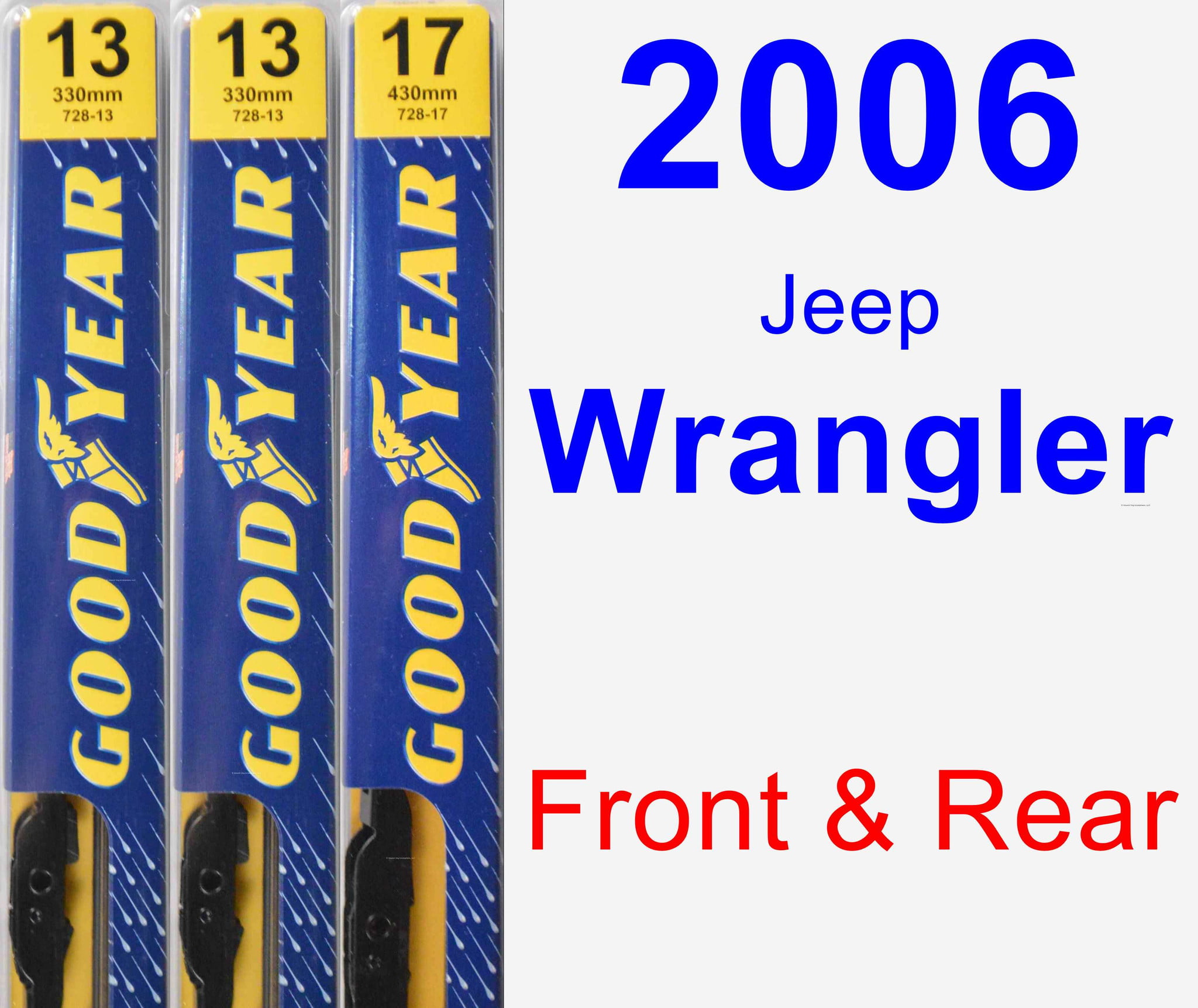 2006 Jeep Wrangler Wiper Blade Set/Kit (Front & Rear) (3 Blades) -  Premium 