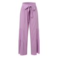 thumbnail image 6 of Womens High Waisted Wide Leg Pants with Tie Detail Patchwork Design Casual Comfortable Trendy Lounge Trousers, 6 of 7
