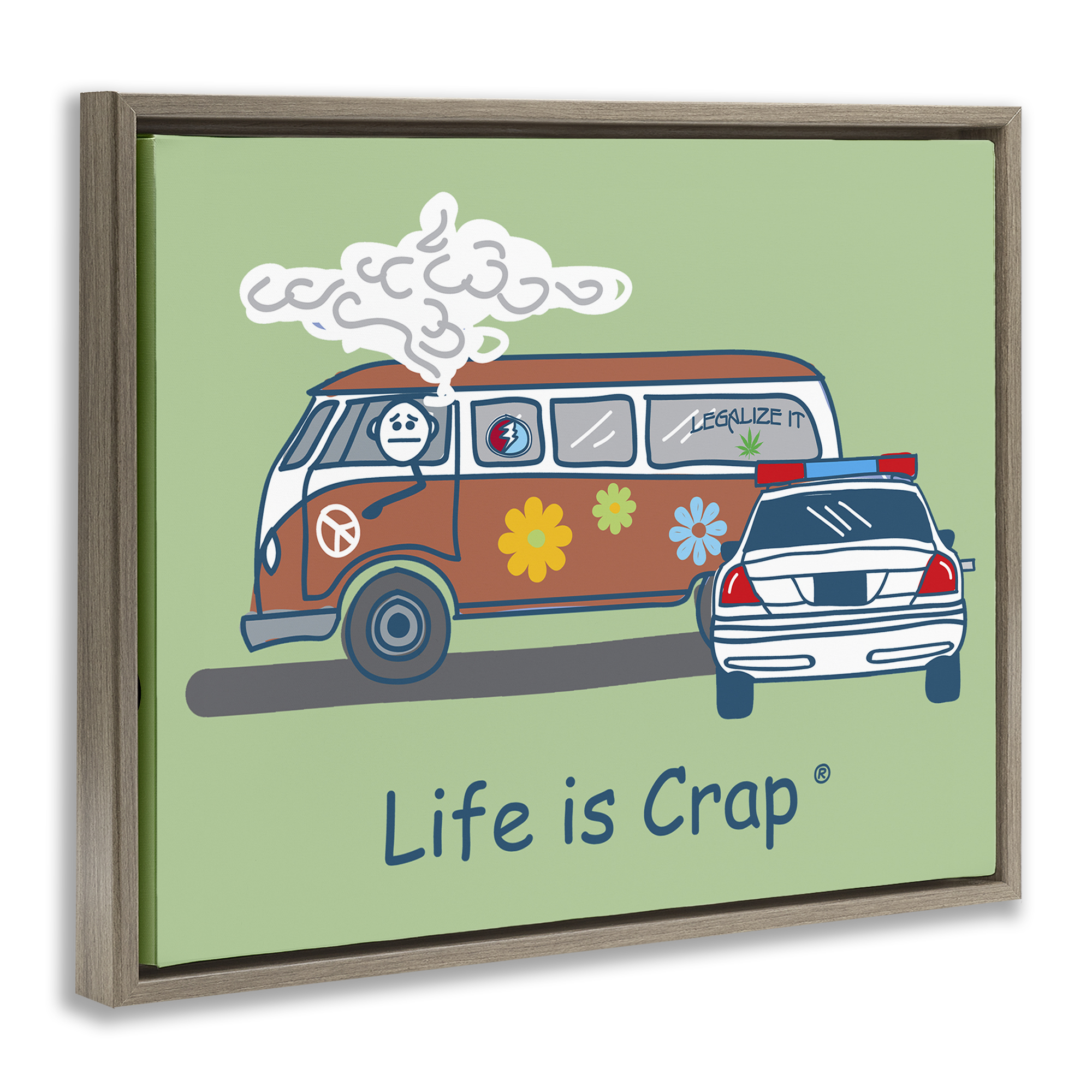Stupell Industries Caught Van Smoking Novelty & Humor Painting Brown Floater Framed Canvas Art Print Wall Art, 31 x 25