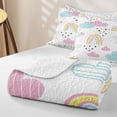 thumbnail image 4 of Erosebridal Cute Rainbow Bed Spread Queen, Kawaii Stars Queen Coverlet Set, Polka Dots Reversible, Soft Pastel, 3-Piece (1 Quilt and 2 Pillowcases), 4 of 7