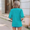 thumbnail image 5 of Womens Puff Short Sleeve Shirt Summer Tops V Neck Casual T Shirts Loose Fit Blouses Green L, 5 of 6