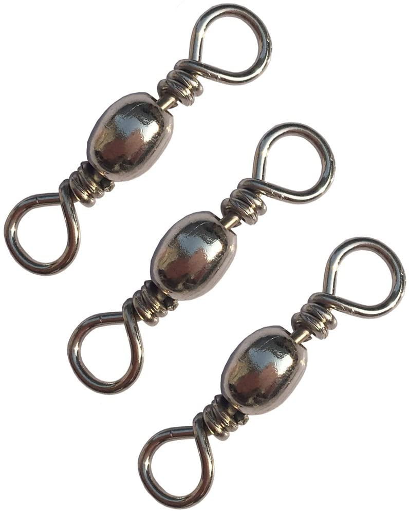 100pcs #2 Solid Fishing Swivel Snaps Hook Connector Barrel Bearing with ...