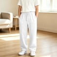 thumbnail image 4 of WhouRiu Boys Casual Jogger Pants Solid Color Drawstring Waist Baggy Wide Leg Sweatpants Kids Autumn Comfortable Trousers With Pockets,9-10 Years, 4 of 8