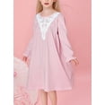thumbnail image 3 of WIBACKER Cotton Nightgowns for Girls V-Neck Lace Pajamas Dresses Ruffle Long Sleeve Sleepwear Princess Dress Night Dress for Kids 4-15Y, 3 of 9