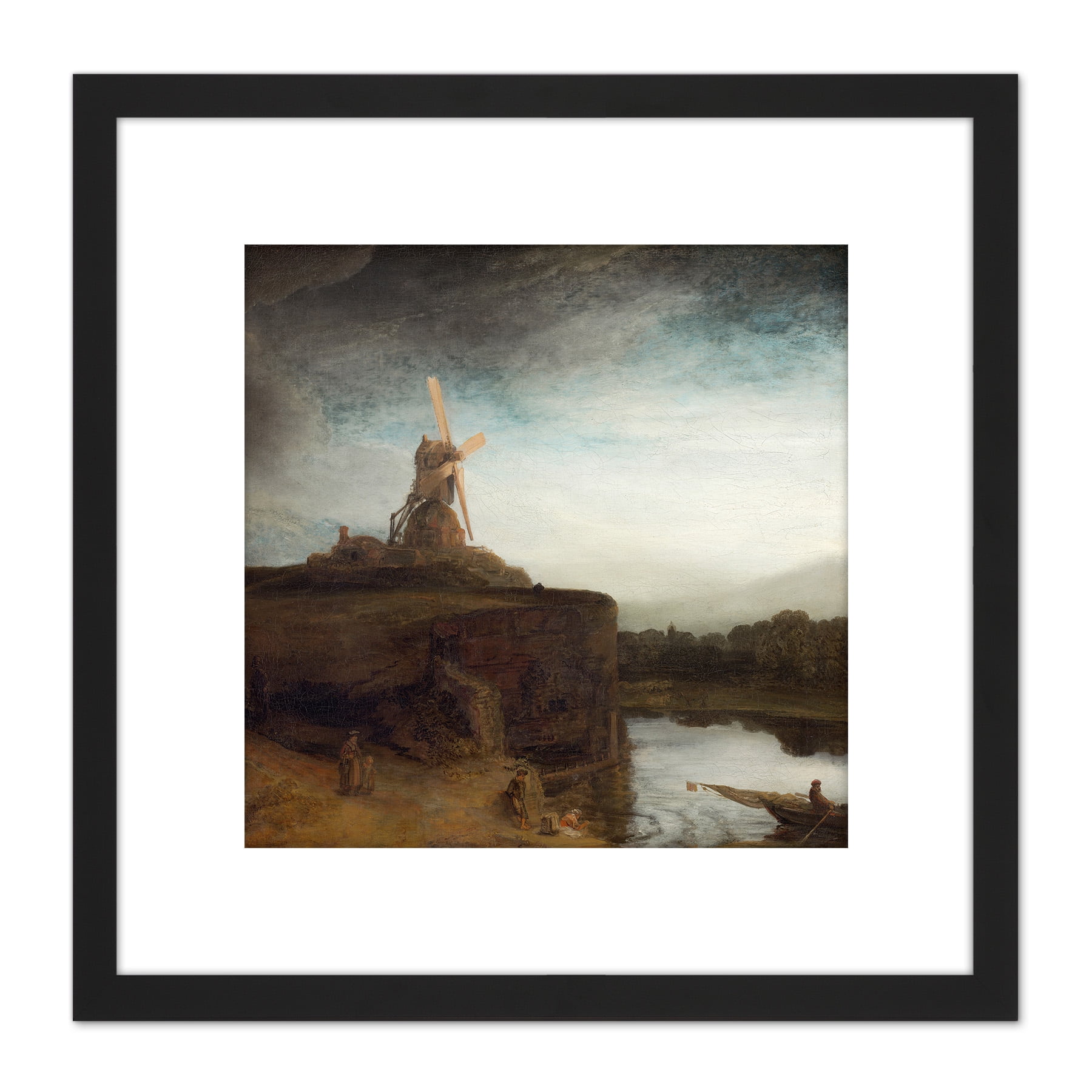 Rembrandt The Mill Painting 8X8 Inch Square Wooden Framed Wall Art ...