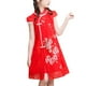 thumbnail image 1 of Vestido Cheongsam para niñas Vestido Qipao cómodo de Gasa Suave de Estilo Chino para niñas para el Verano Rojo 140 cm/55,1 Pulgadas, 1 of 8