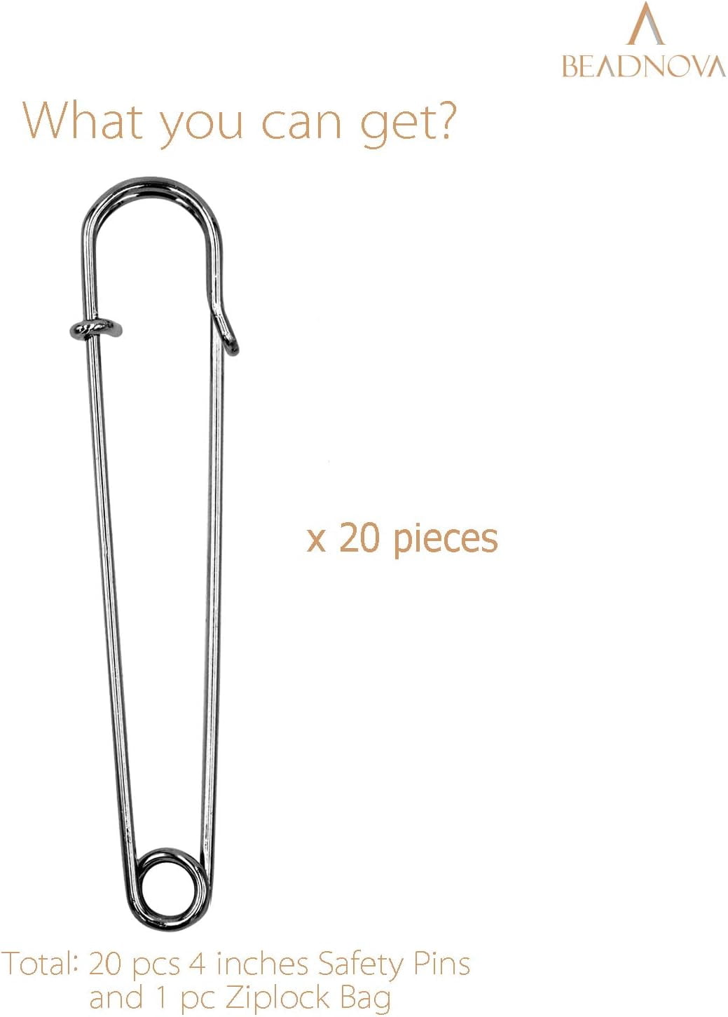 4 Inch Large Safety Pins for Clothes Big Heavy Giant Safety Pin for Fashion, Sewing, Quilting, Blankets, Upholstery, Laundry and Craft (10cm, 20pcs)