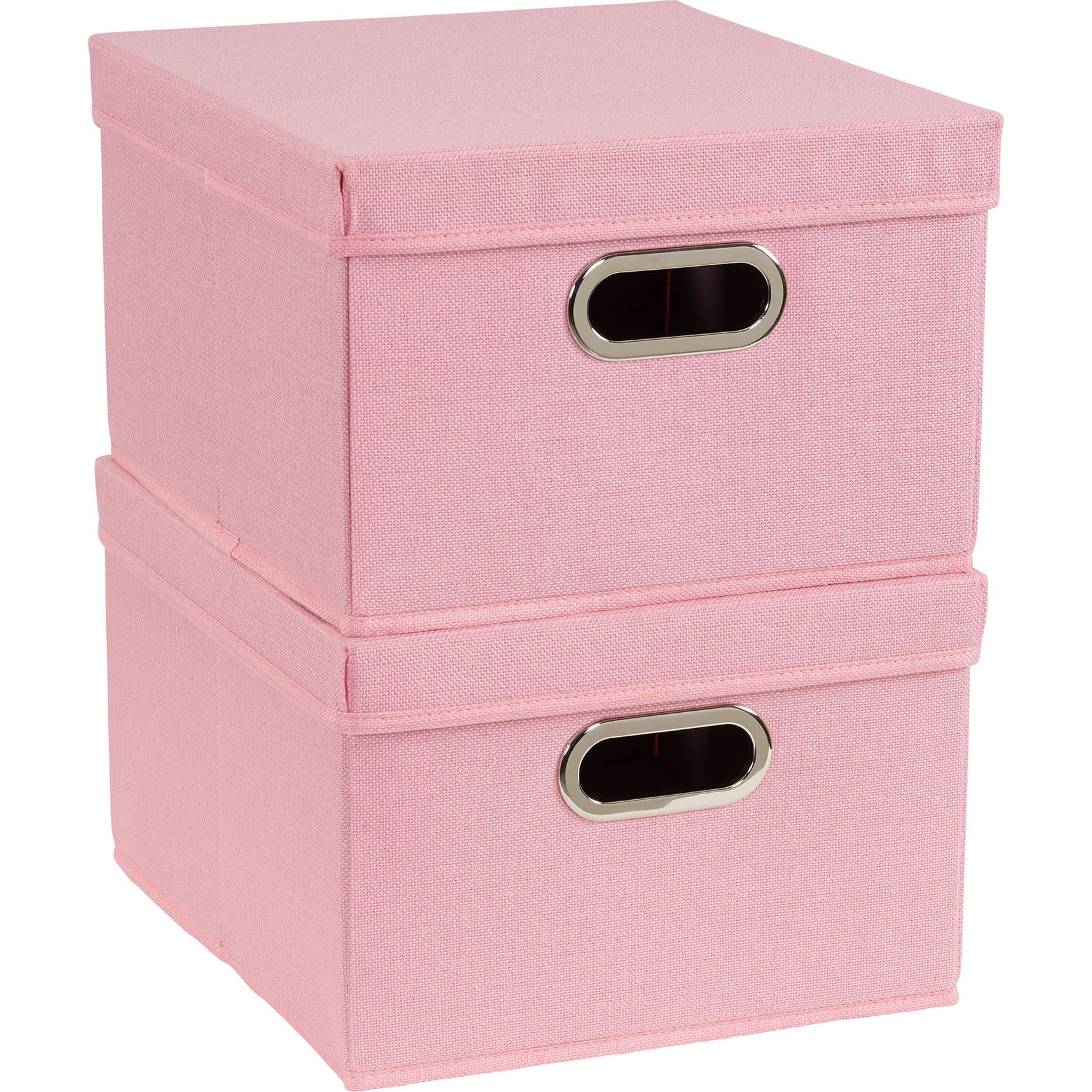 HOUSEHOLD ESSENTIALS Collapsible Linen Storage Boxes, 2pk, Carnation