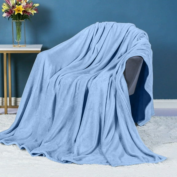 Fleece Throw Blanket for Couch Sofa, Soft Warm and Fluffy Blankets for Women Men, Suitable for All Seasons, Blue, 28x20 Inches