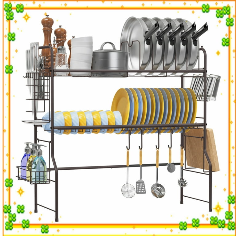 Bextsrack 2 Tier Adjustable Length Over The Sink Dish Rack for