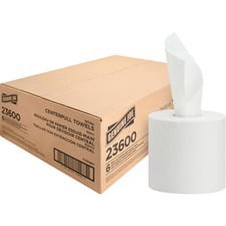 Genuine Joe Centerpull Paper Towels - 2 Ply - 600 Sheets/Roll - White - Fiber - Non-chlorine Bleached, Center Pull - For Washroom - 600 - 6 / Carton | Bundle of 5