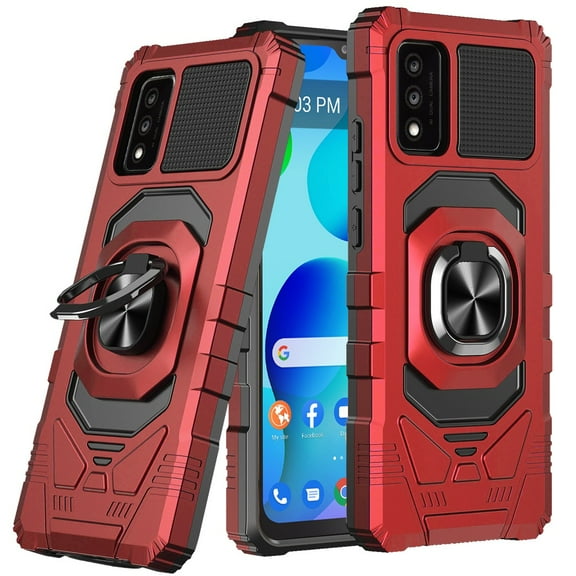 Compatible for TCL 30 T 30T T603DL Robotic Kickstand Case Cover   Tempered Glass - Red