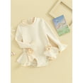 thumbnail image 4 of Yunliwuli Kids Girls Bikini, Long Sleeve Swimsuit Flower Ruffled Solid Swimwear for Summer Beach, 4 of 10