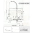 thumbnail image 2 of WOWOW Double-Handles Pull Down Sprayer Kitchen Faucet with Drinking Water for 1 or 3 Hole in Solid Brass in Brushed Nickel, 2 of 5