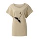 thumbnail image 3 of Gibobby Camiseta de Manga Corta con Cuello en V Camiseta manga corta murciélago casual algodón con cuello en V y estampado plumas para mujer(Caqui,G), 3 of 4