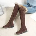 thumbnail image 6 of SACFOF Women's Winter Over The Knee Boots Fur Lined Thigh High Low Heel Faux Suede Combat Boots Riding Winter Snow Boots, 6 of 6